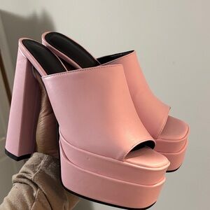 Pink Platform Mules